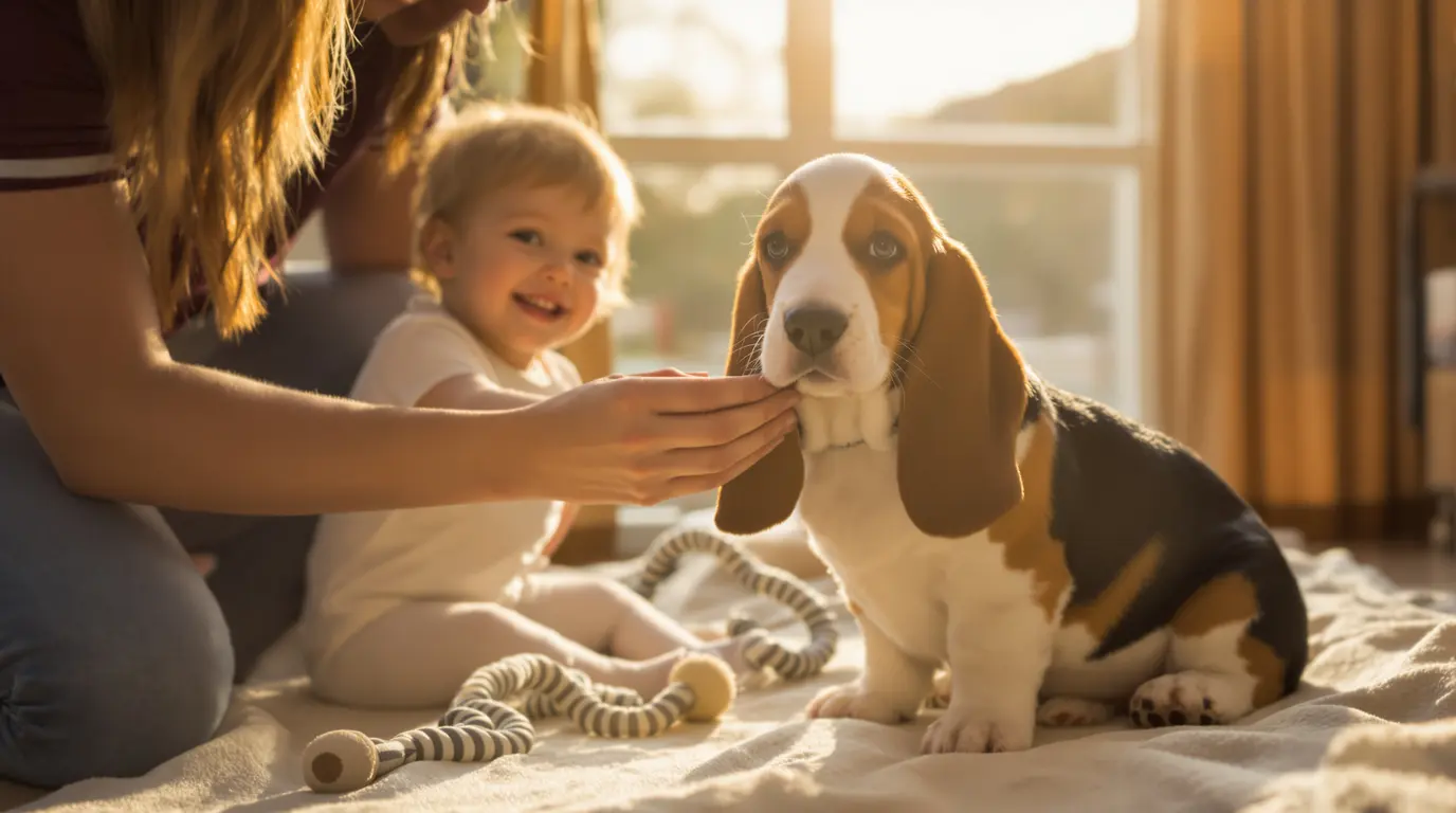 Chiot basset basset hound caractère bebe : douceur et malice chiot basset basset hound caractère bebe