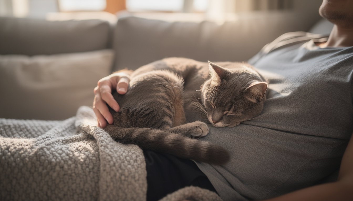 Que signifie spirituellement le fait que mon chat dort sur moi découvrez la signification spirituelle lorsque votre chat choisit de dormir sur vous, un signe d'affection, de protection et de connexion énergétique profonde.